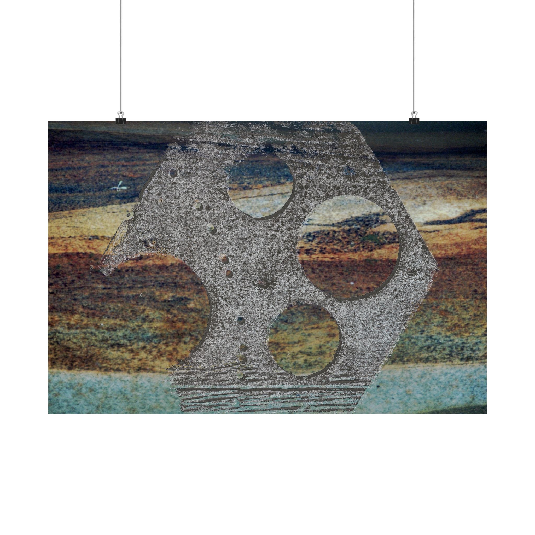 Abstracte poster met roestige metaaltextuur, mat, horizontaal | Industriële muurdecoratie 