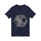 Hex Moon Graphic Tee Design Hex15 — Distressed Space Cheese Vintage Astronomy V-Neck T-Shirt