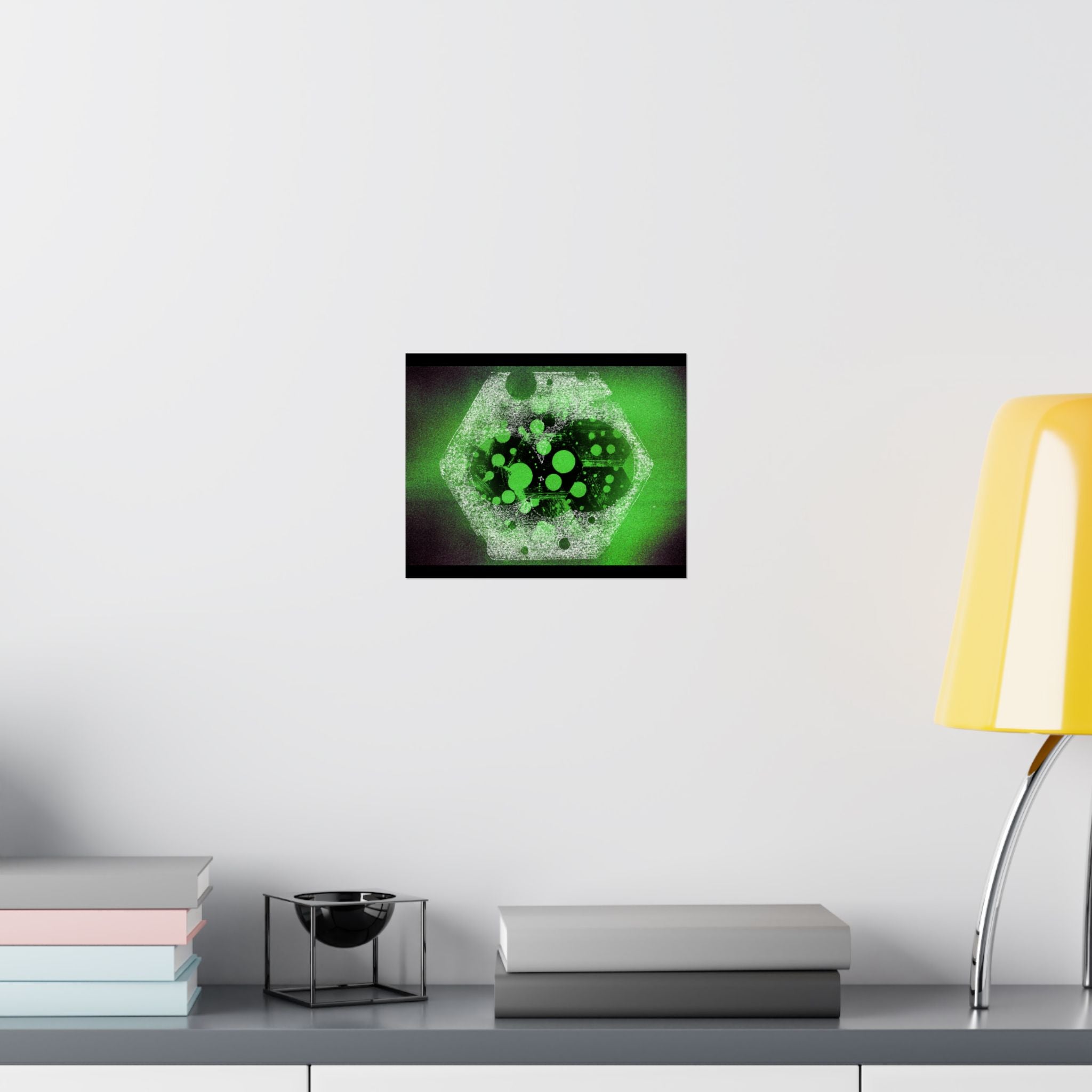 Abstract Green Hexagon Matte Poster — Sci‑Fi Geometric Wall Art