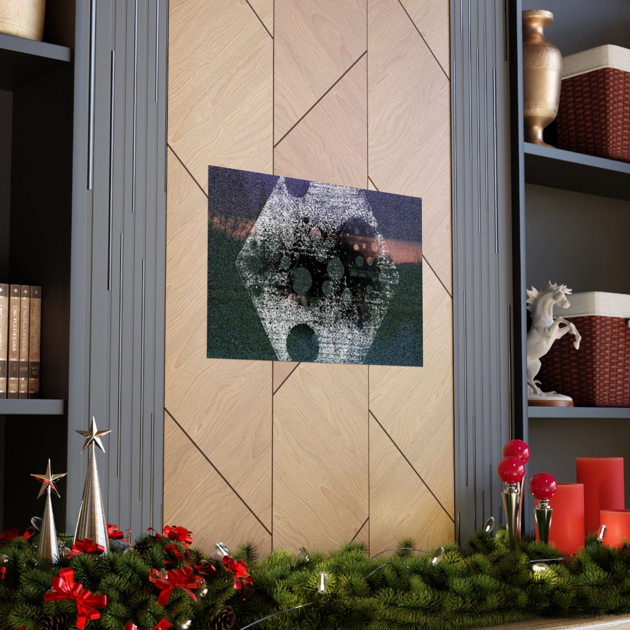 Abstract Hexagon Matte Poster — Grainy Nightscape Wall Art