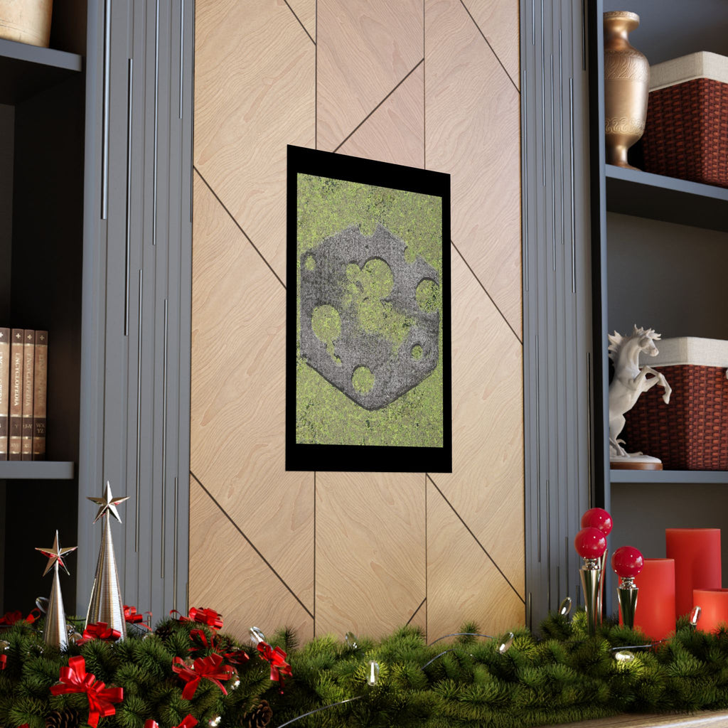 Mossy Stone Crest Poster — Matte Vertical Wall Art