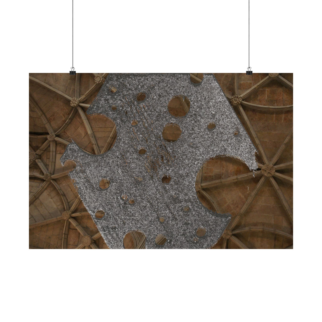 Matte horizontale poster — Horizontale kunst met metalen textuur van een kathedraalplafond 
