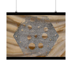 Abstracte zeshoekige uitgesneden matte horizontale poster — Neutrale beige textuur muurdecoratie 