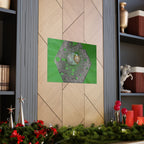 Abstracte zeshoekige metalen textuurposter | Matte horizontale poster, groene organische achtergrond 