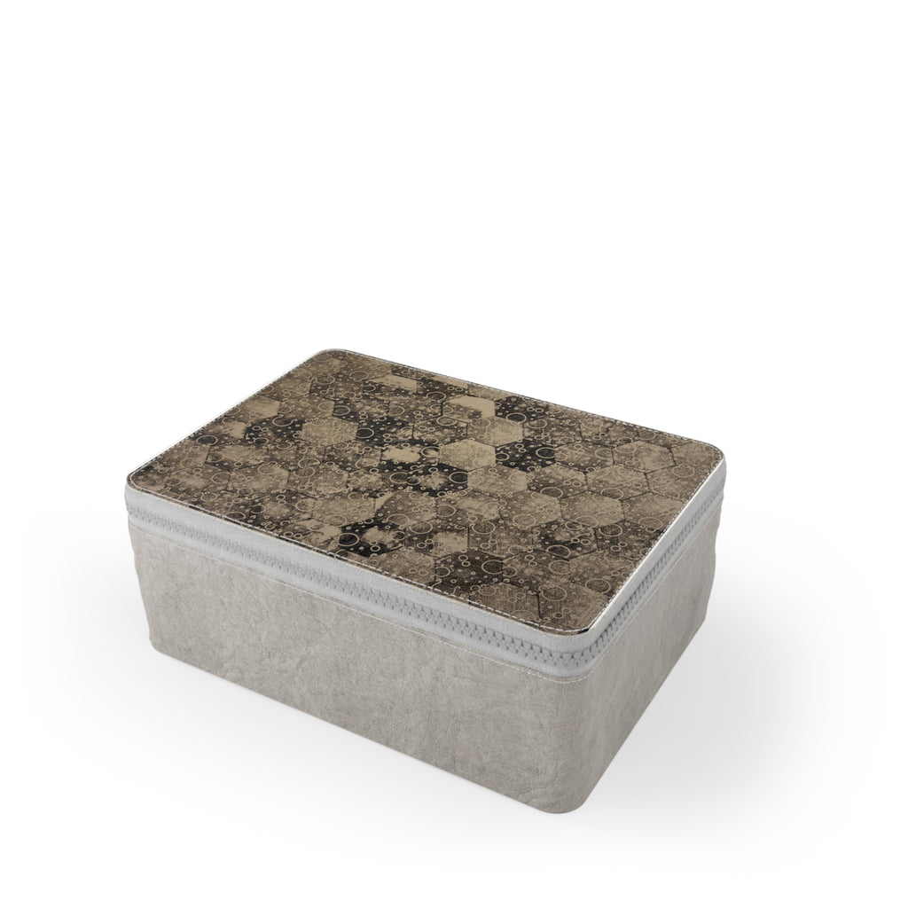 Vintage Hex Pattern Paper Lunch Bag – Distressed Sepia Geometric Lunch Tote