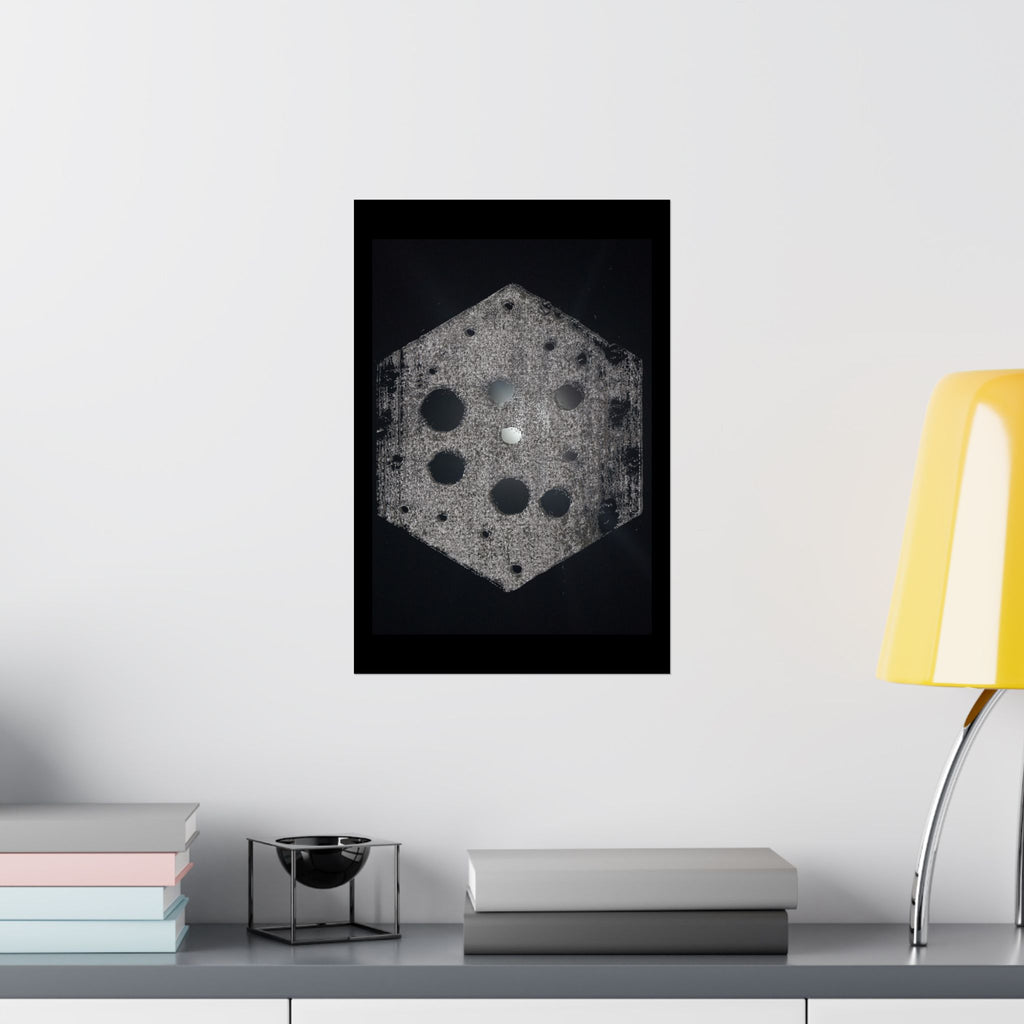 Matte Poster — Abstract Hexagon Moon Art (Minimalist Monochrome Wall Print)