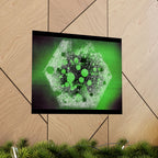 Abstract Neon Green Hexagon Matte Poster — Geometric Sci‑Fi Wall Art