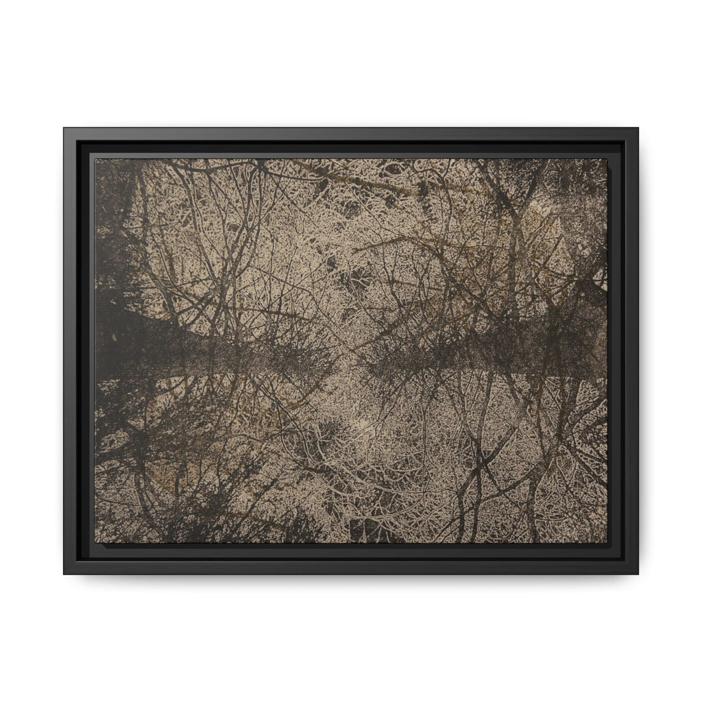 Framed Matte Canvas Art, no 12 — Twin Tree Wood-Carving Reproduction (Black & Sunbleached)