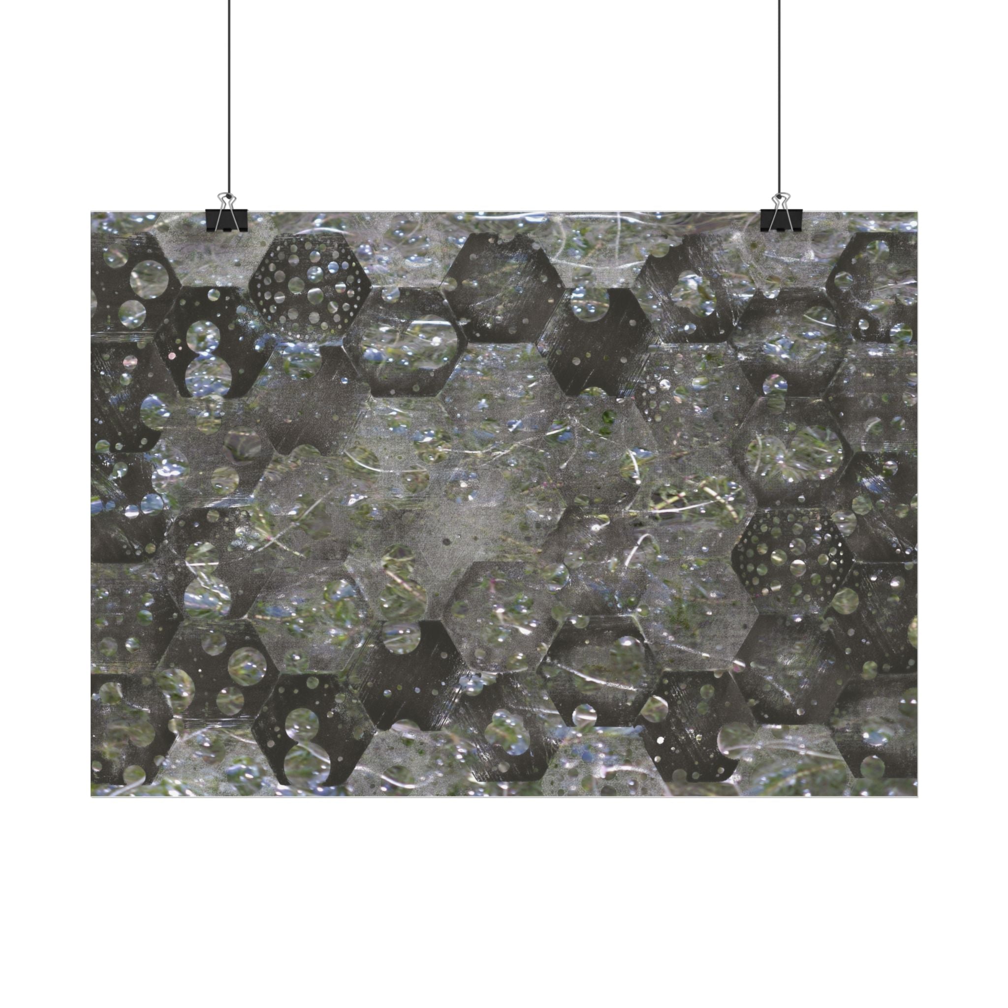 Abstract Hexagon Bubble Poster — Geometric Textured Wall Art