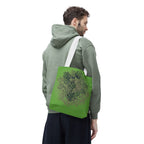 Green Abstract Coral Tote Bag – Ocean-Inspired All-Over Print Tote