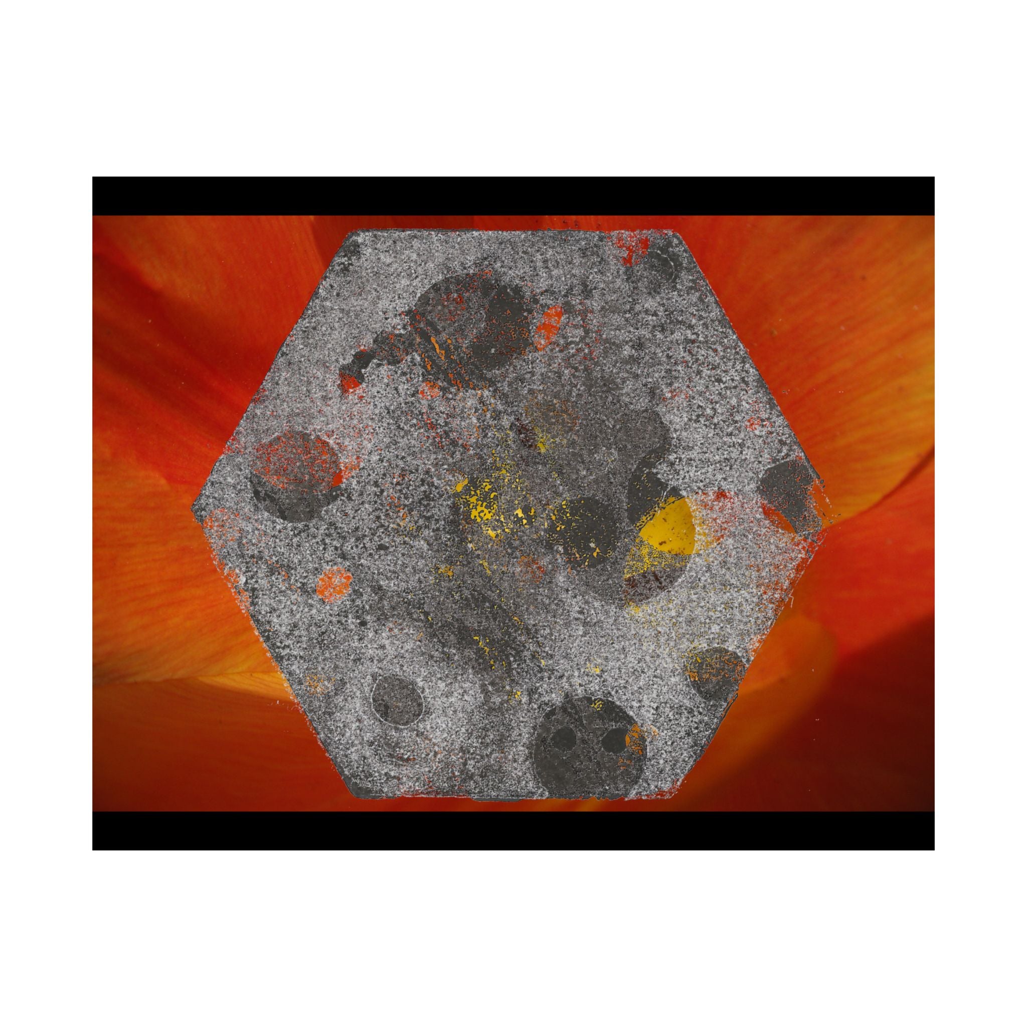 Abstract Hexagon Art Poster — Red Orange Matte Horizontal Print