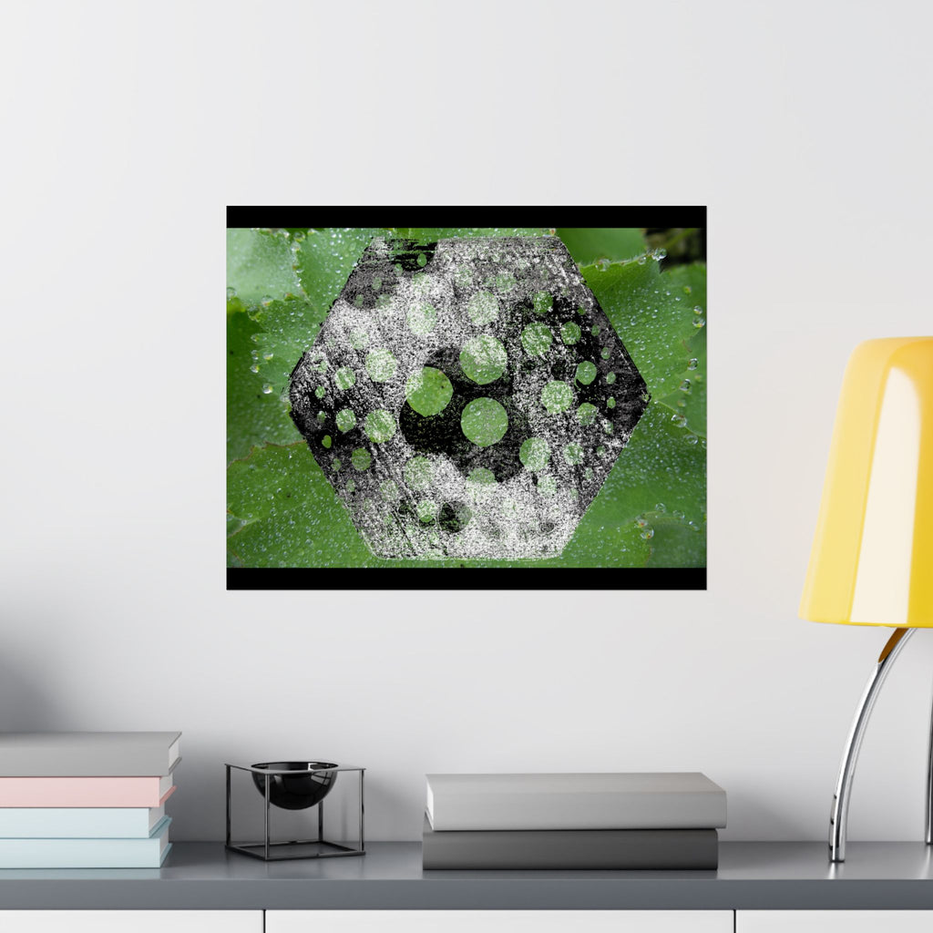 Matte Horizontal Poster — Green Hexagon Botanical Abstract Wall Art
