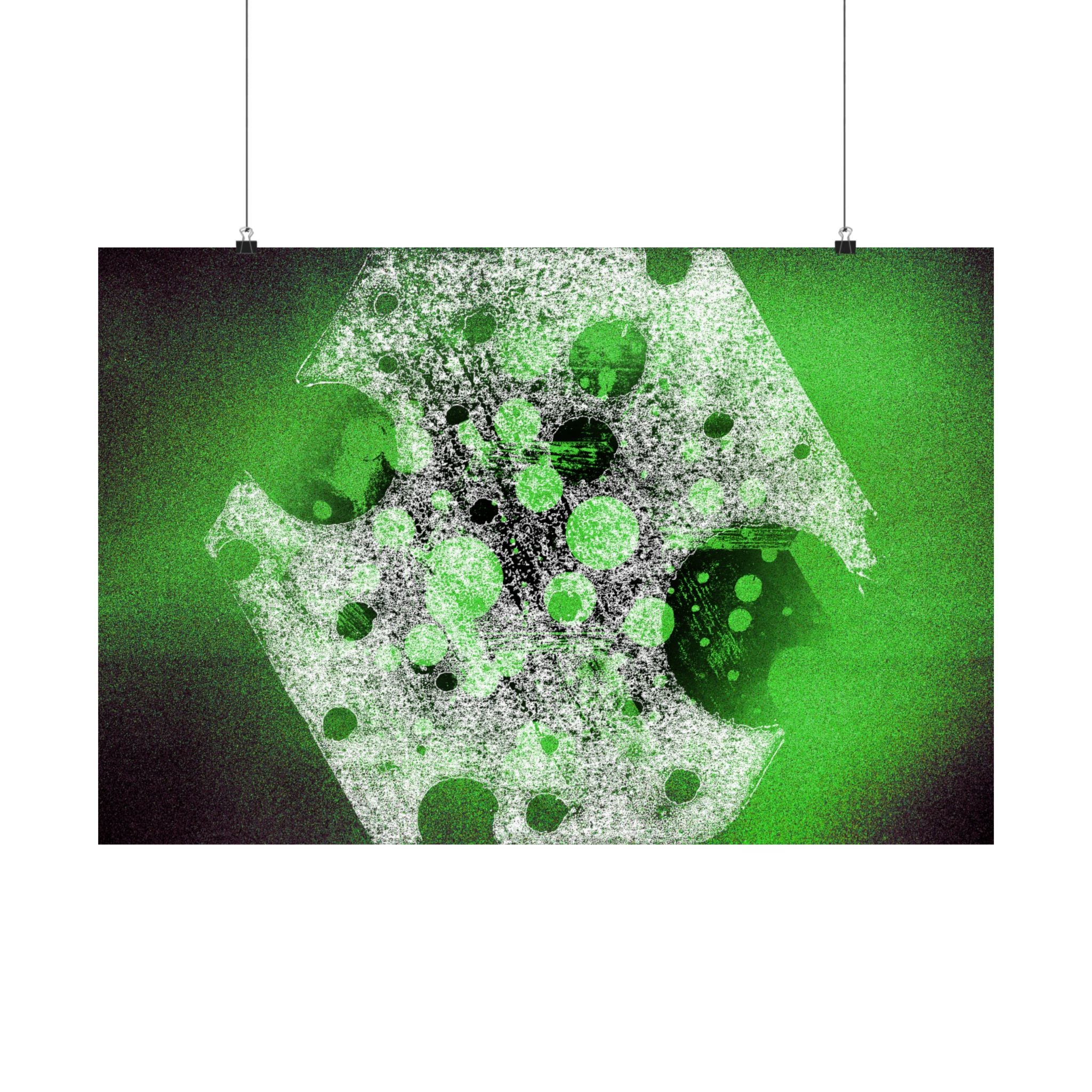 Abstract Green Galaxy Matte Poster — Horizontal Wall Art