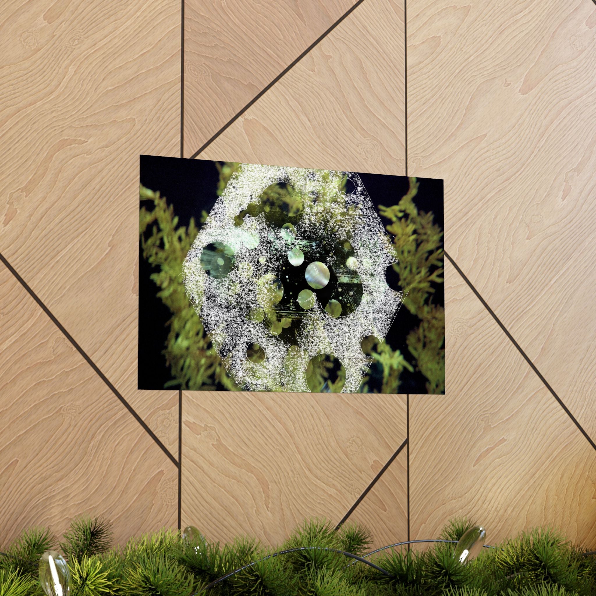 Abstract Green Bubble Matte Poster — Botanical Surreal Horizontal Wall Art
