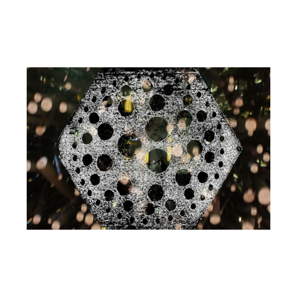 Hexagonal Crystal Bokeh Matte Poster — Abstract Celestial Wall Art