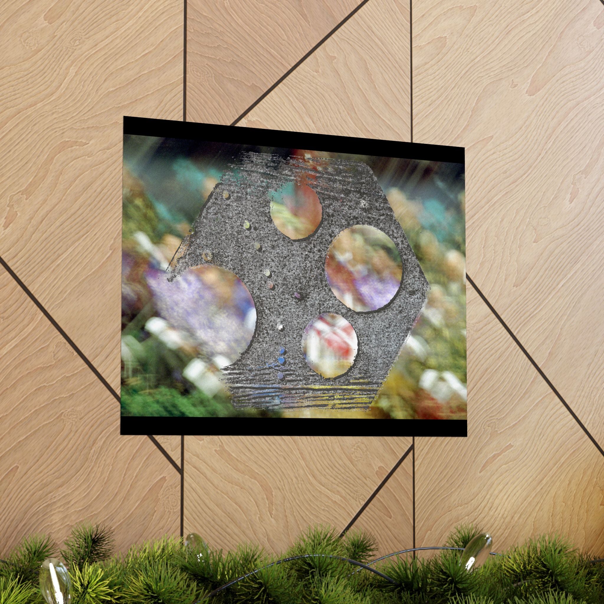 Abstract Geometric Hole Pattern Matte Horizontal Poster | Modern Texture Wall Art