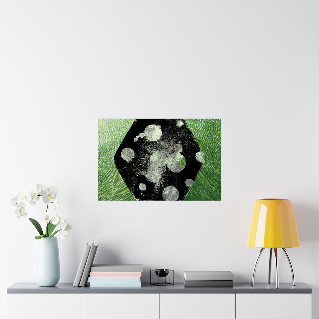 Abstract Green Dice Matte Poster — Geometric Art Print