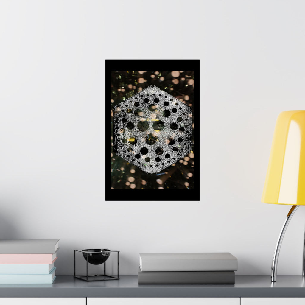 Geometric Hexagon Bubble Art Matte Poster — Abstract Floral Light Vibes