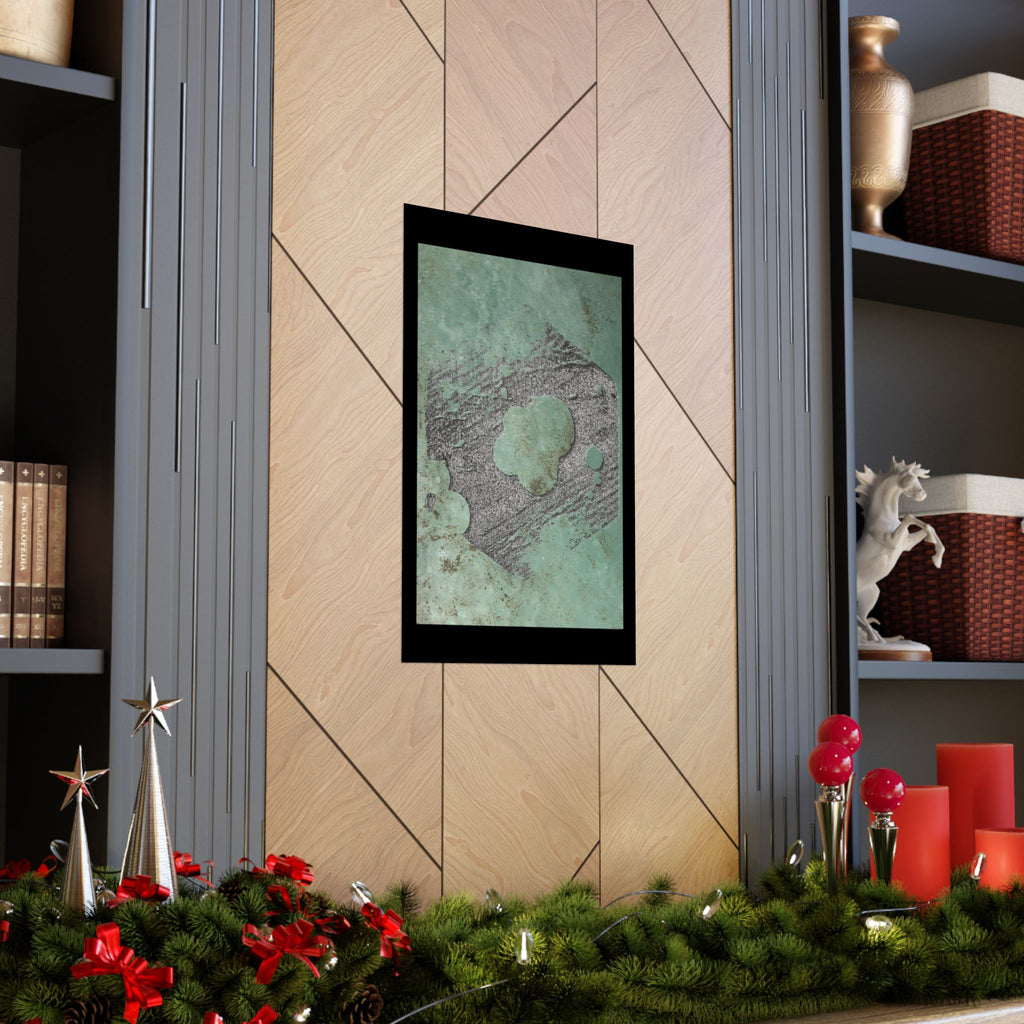 Patina Abstract Texture Matte Vertical Poster | Green Rust Industrial Wall Art