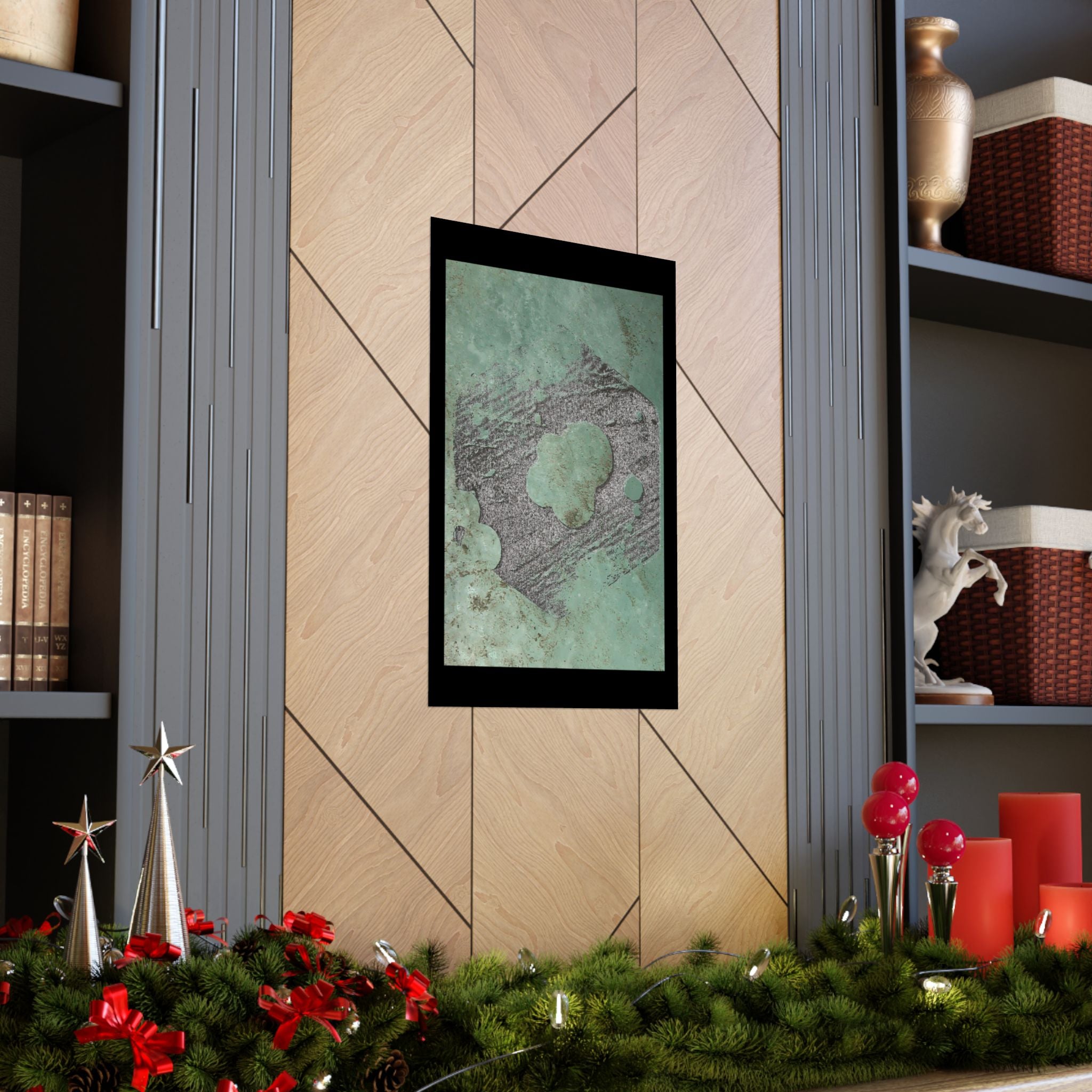 Patina Abstract Texture Matte Vertical Poster | Green Rust Industrial Wall Art