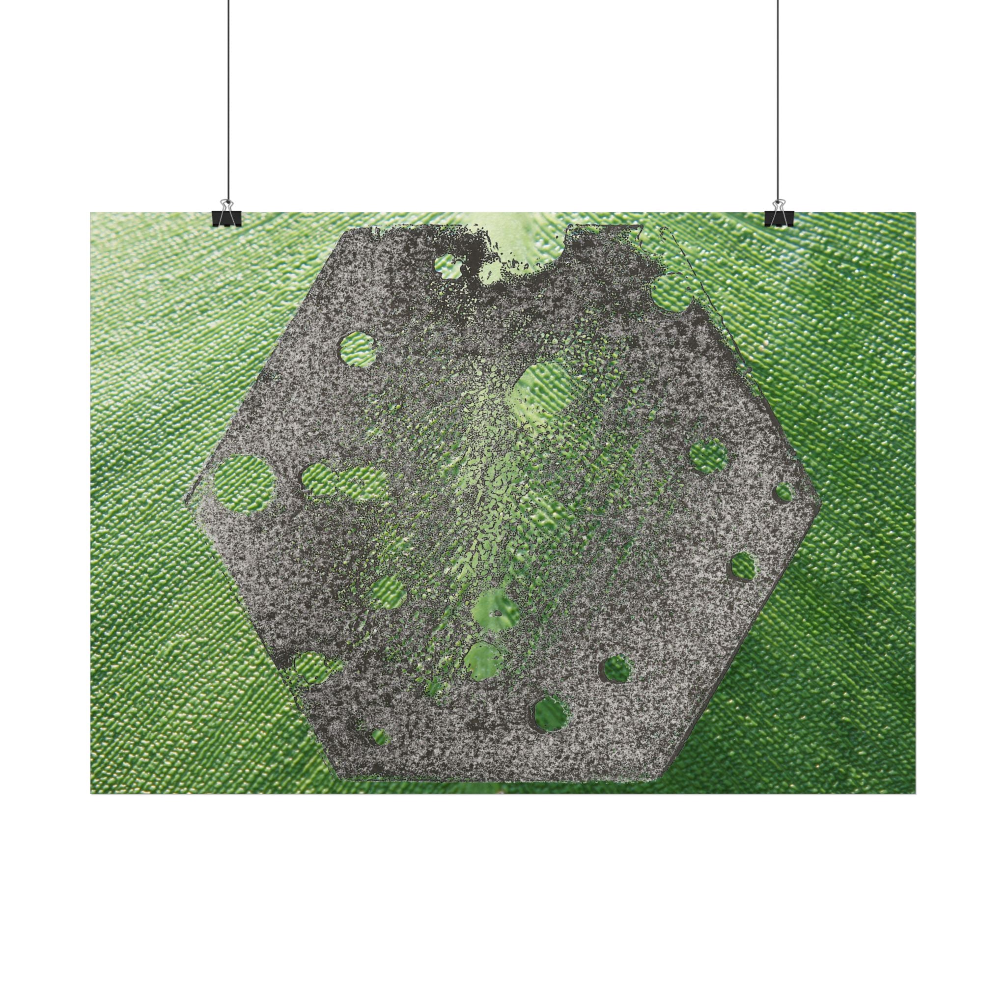 Abstracte horizontale poster met groene zeshoek | Geometrische abstracte kunst