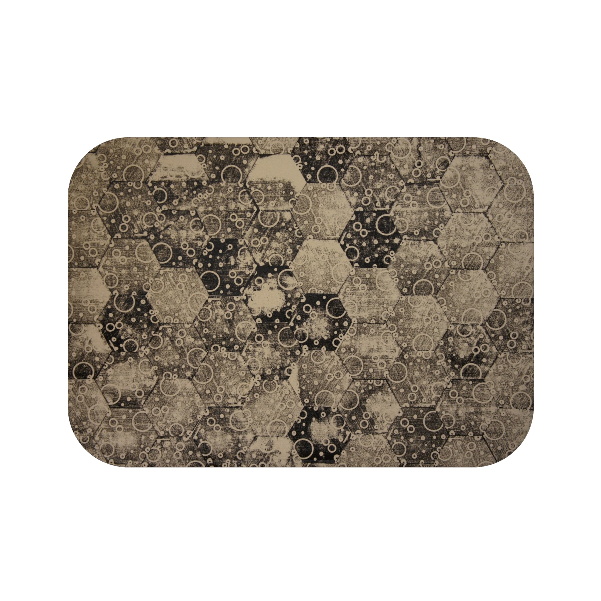 Hex Bubble Pattern Bath Mat — Retro Geometric Bathroom Rug