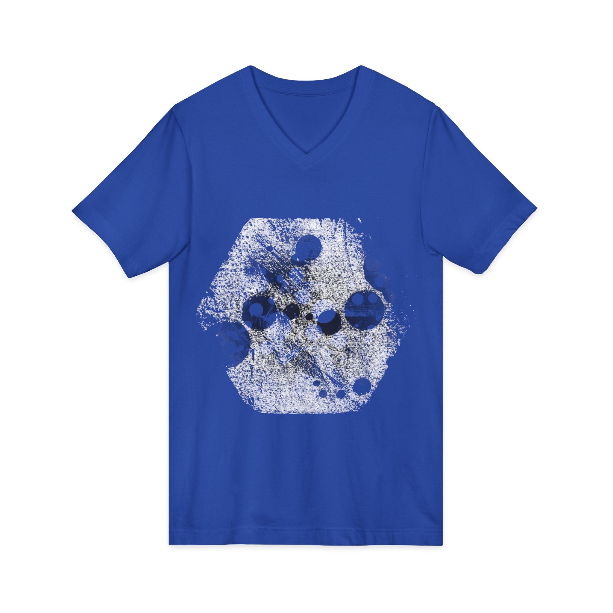 Hex Moon Graphic Tee Design Hex32 — Distressed Space Cheese Vintage Astronomy V-Neck T-Shirt