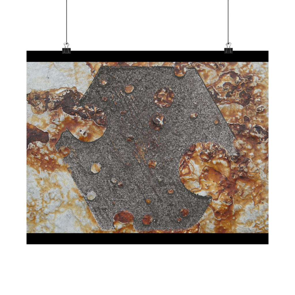 Abstracte poster met roesttextuur en matte afwerking — Industriële wanddecoratie (horizontaal) 