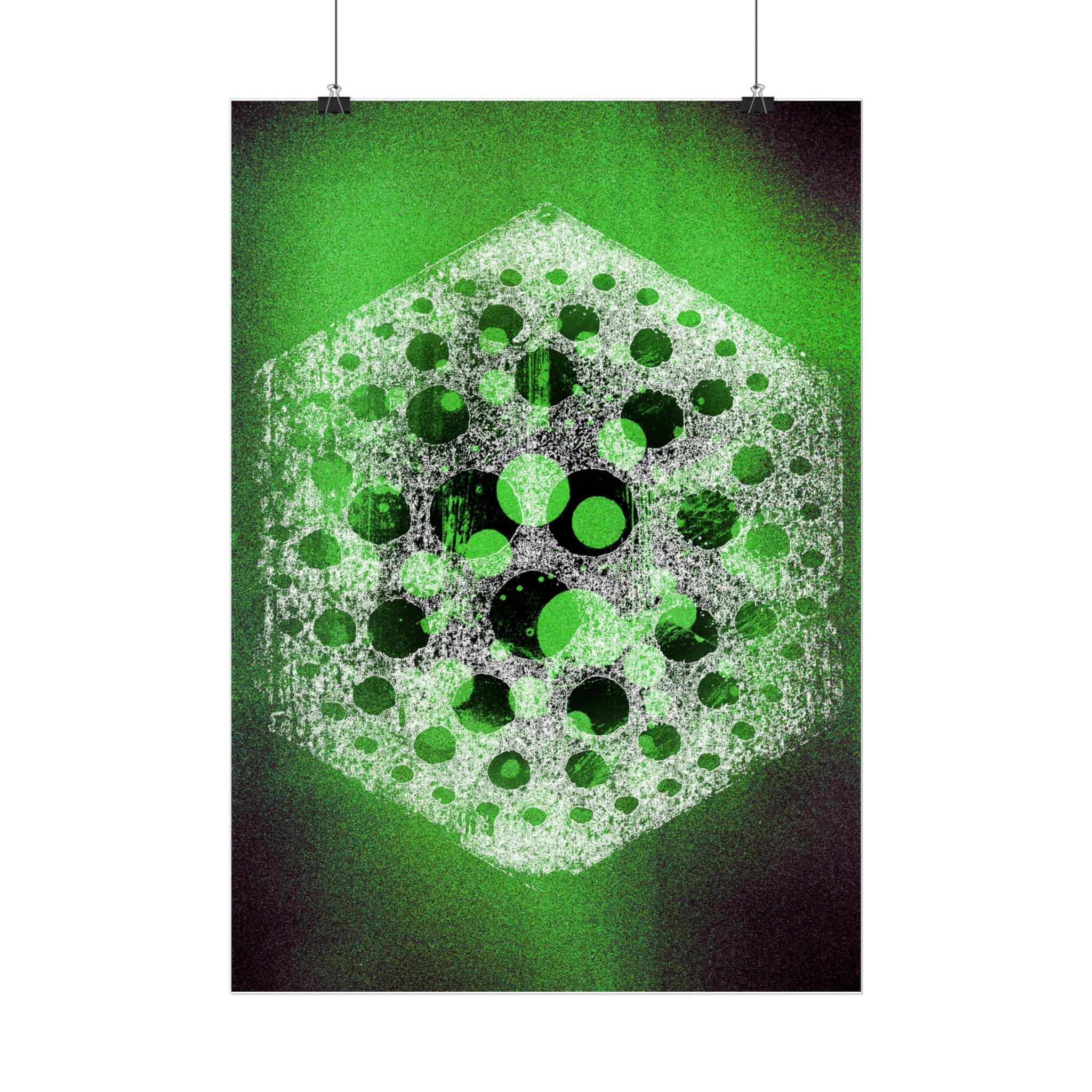 Abstract Green Hexagon Poster — Geometric Sci‑Fi Wall Art