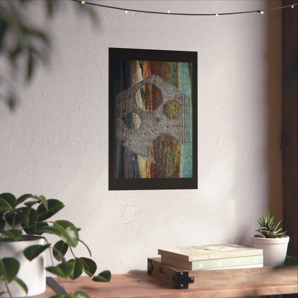 Abstract Rusted Gear Art Matte Vertical Poster | Industrial Grunge Wall Decor