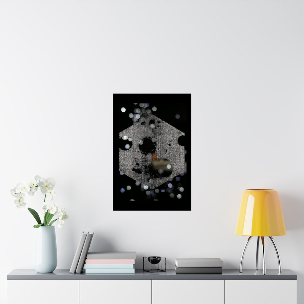Night Lights Matte Poster — Hexagon Bokeh Abstract Art