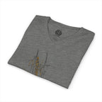 Botanical Grass V-Neck Tee — Minimal Dried Wildflower Illustration Shirt