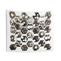 Hexagon Galaxy Wall Tapestry — Abstract Black & White Space Pattern