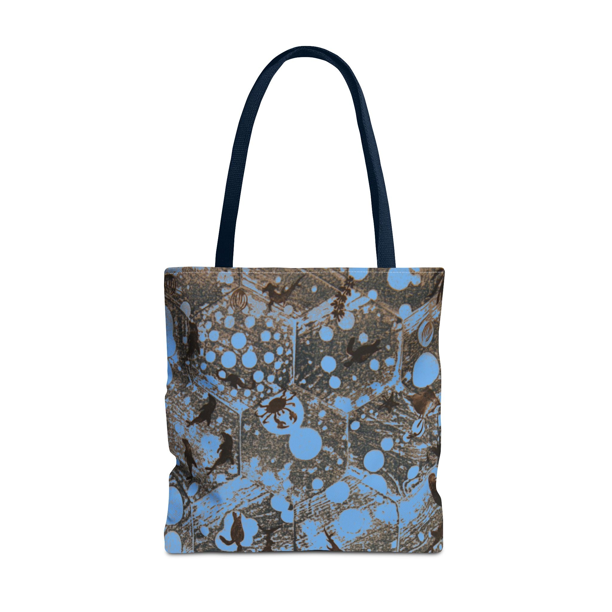 Abstract Blue Splatter Tote Bag - Artistic All-Over Print