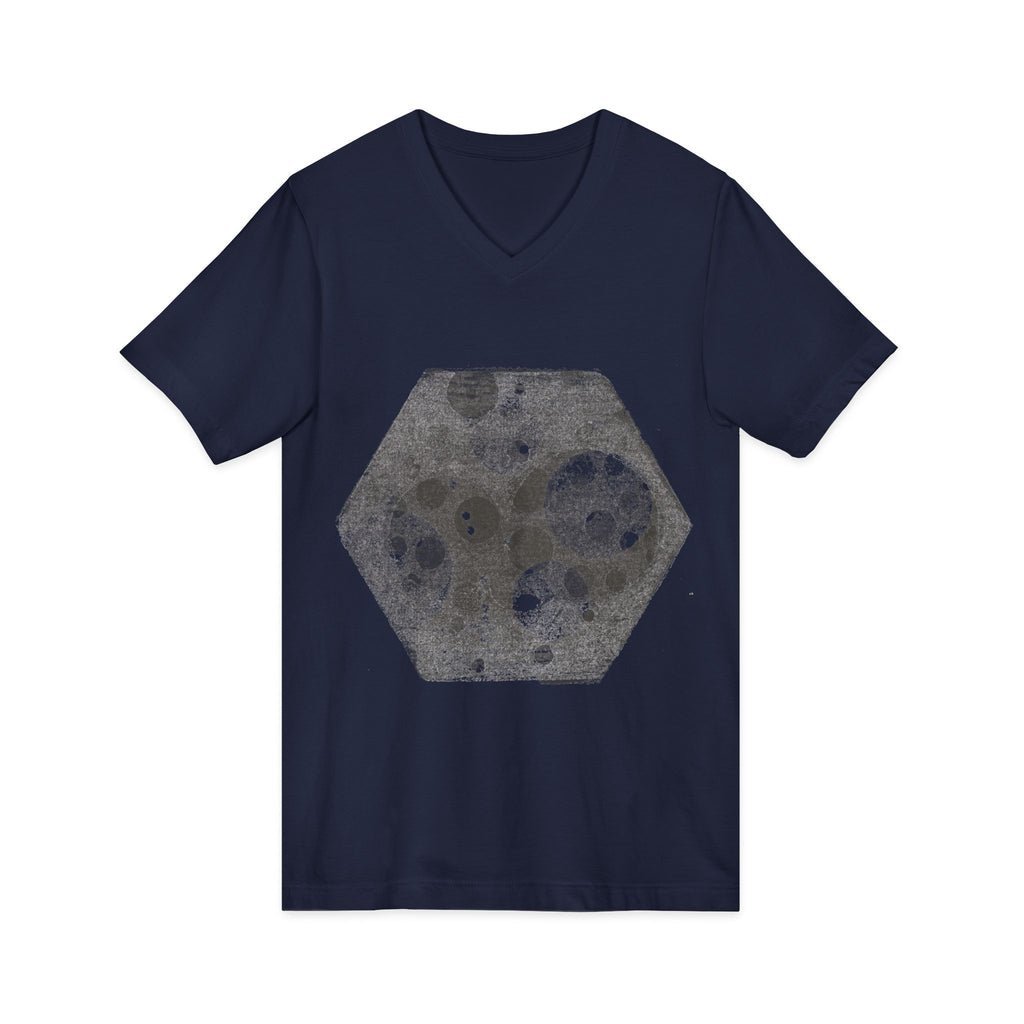 Hex Moon Graphic Tee Design Hex13 — Distressed Space Cheese Vintage Astronomy V-Neck T-Shirt
