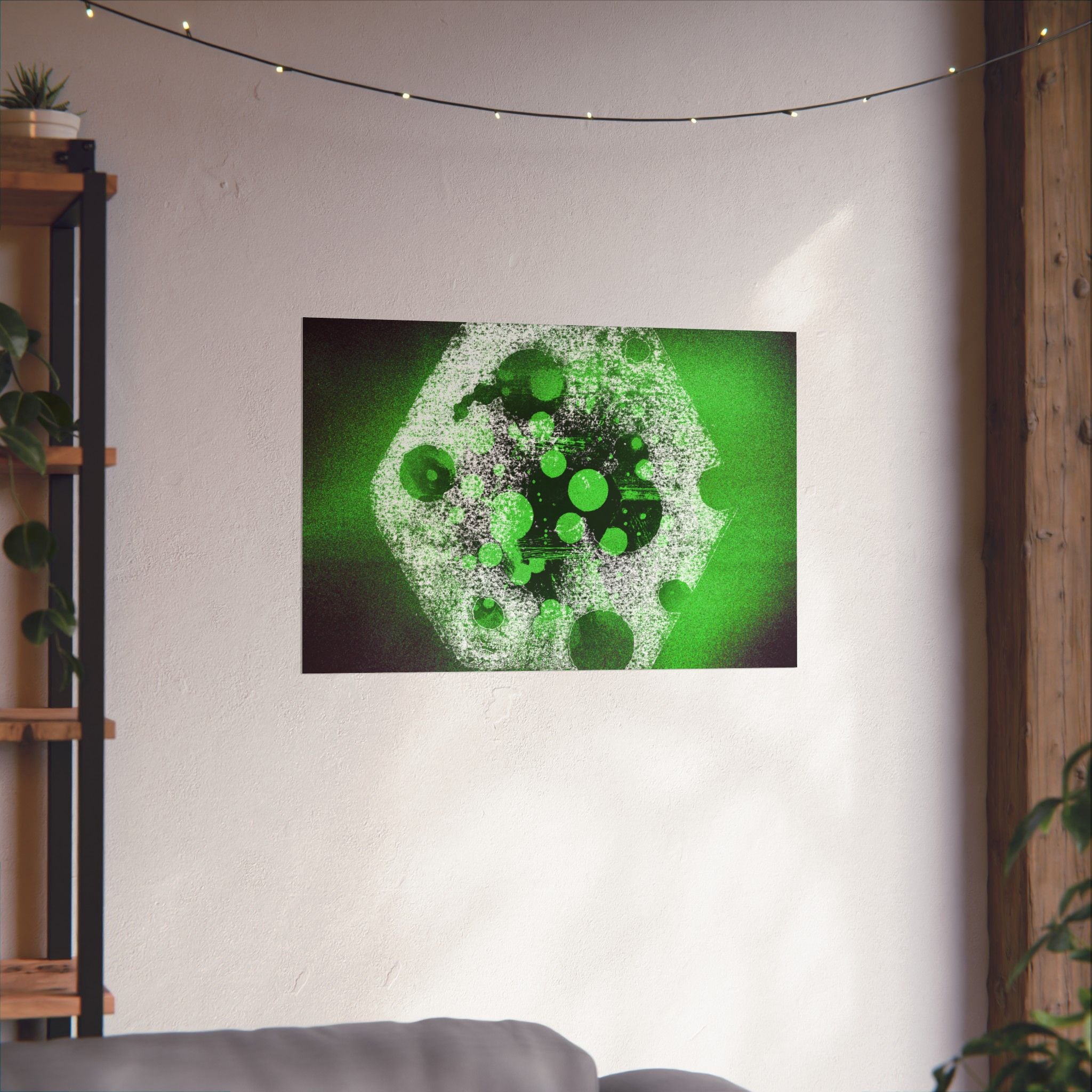 Abstract Green Bubble Matte Poster — Horizontal Modern Art Print