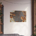 Abstracte poster met roesttextuur en matte afwerking — Industriële wanddecoratie (horizontaal) 