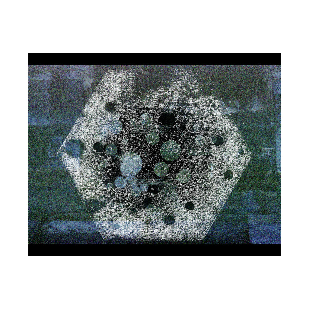 Abstract Hexagon Collage Matte Poster — Moody Blue Geometric Wall Art