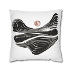 Abstract Zen Brushstroke Pillowcase — Minimalist Black & White Decorative Pillow