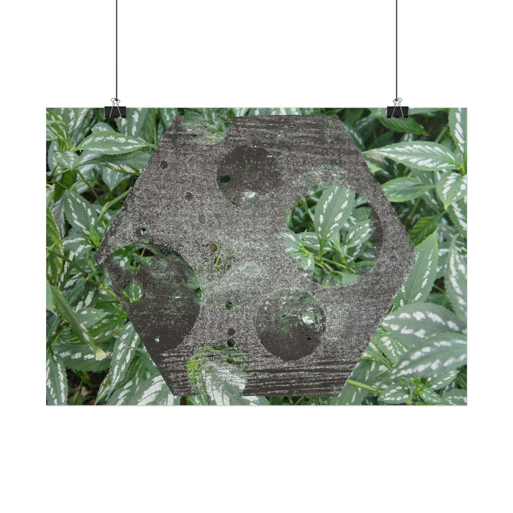 Botanical Hexagon Print Poster — Green Leaf Horizontal Wall Art