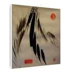 Abstracte wanddecoratie op canvas met inktpenseel — minimalistische Aziatische kalligrafiestijl 
