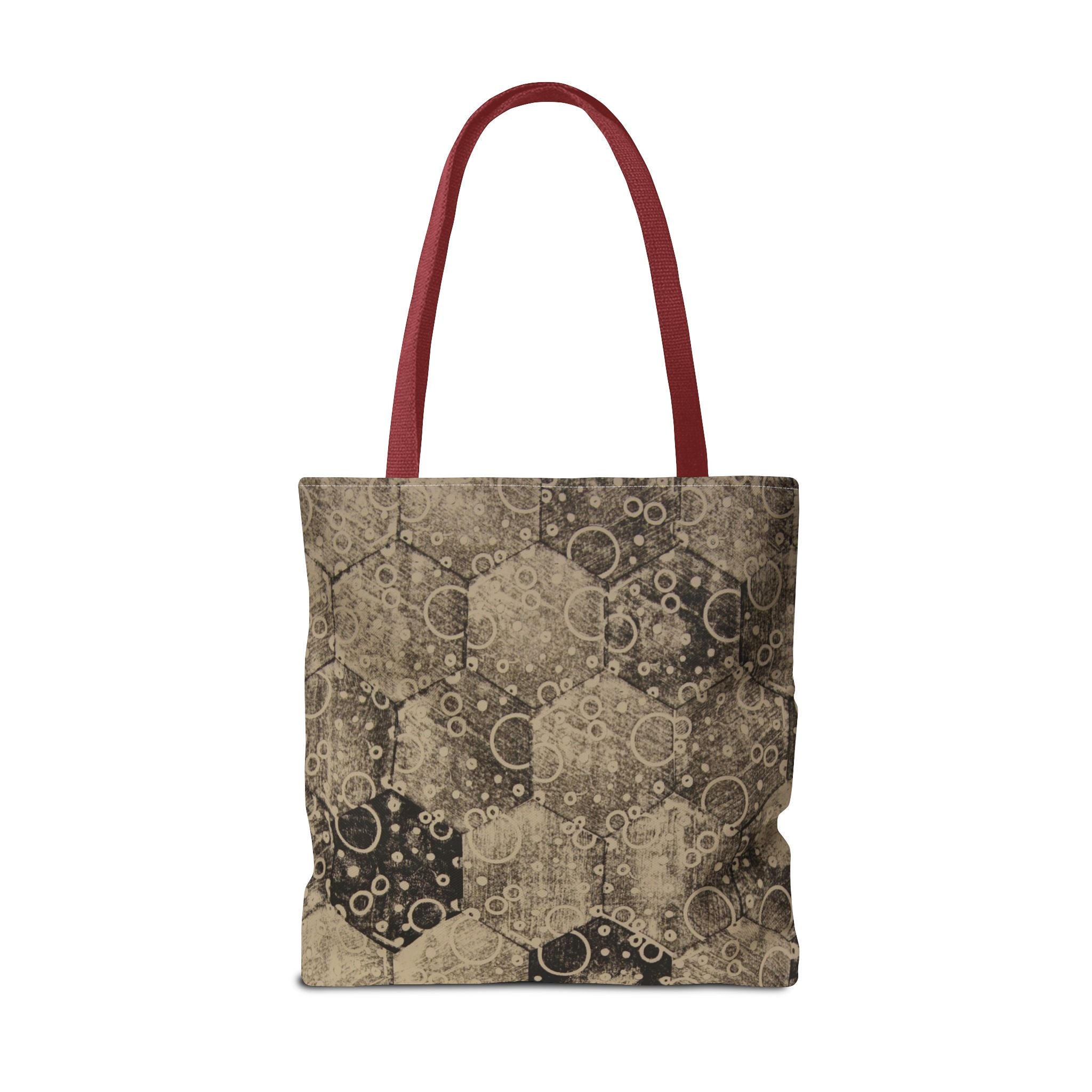 Vintage Hexagon Pattern Tote Bag – Sepia Geometric All-Over Print