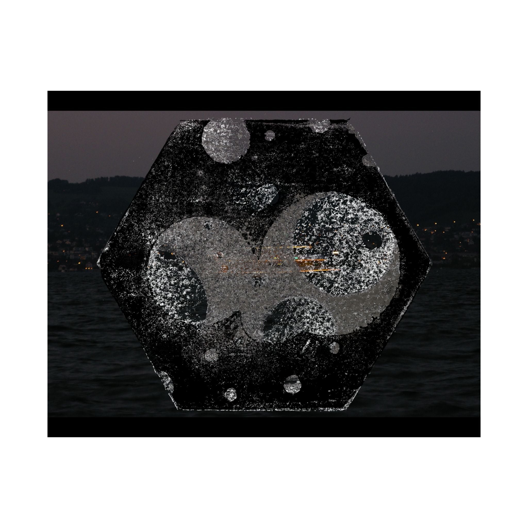 Matte Horizontal Poster — Abstract Cosmic Hexagon Nightscape