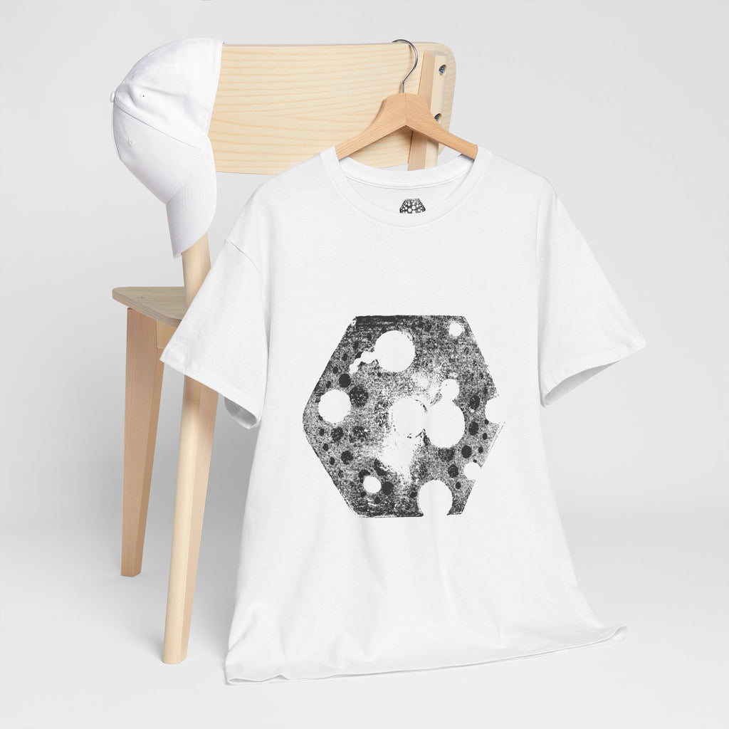 Hex Moon Graphic Tee — Distressed Space Cheese Vintage Astronomy T-Shirt