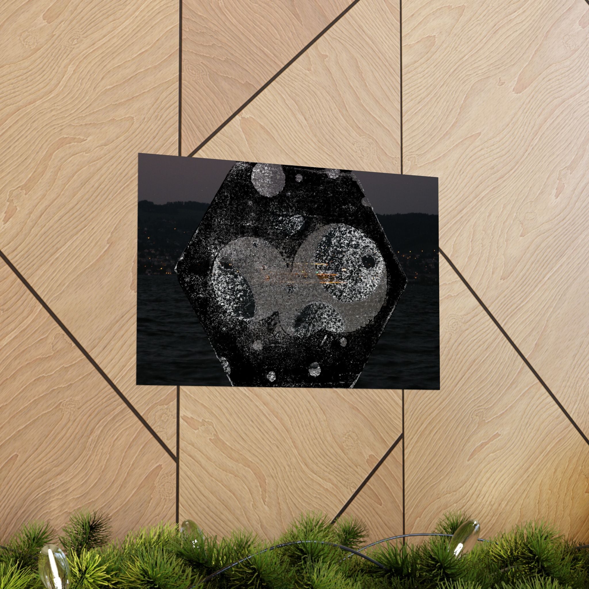 Matte Horizontal Poster — Abstract Cosmic Hexagon Nightscape