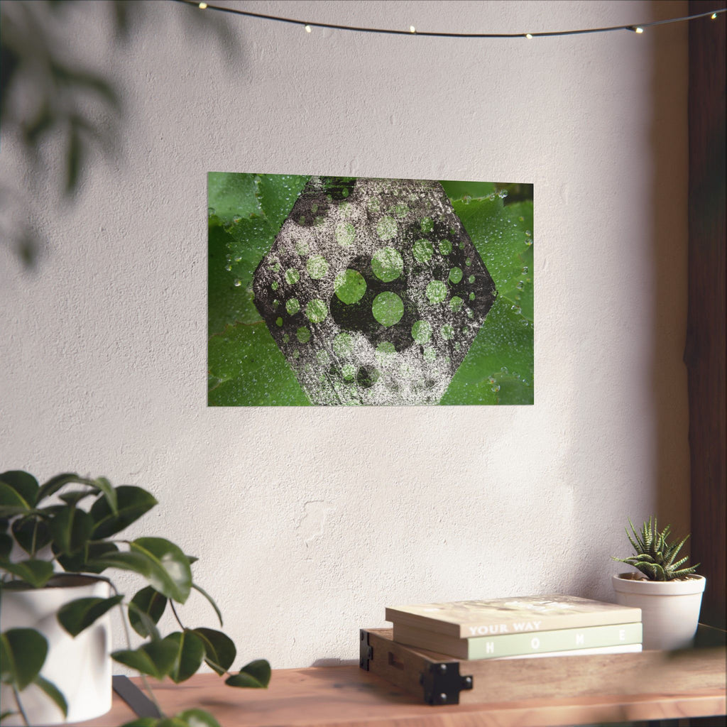 Matte Horizontal Poster — Green Hexagon Botanical Abstract Wall Art
