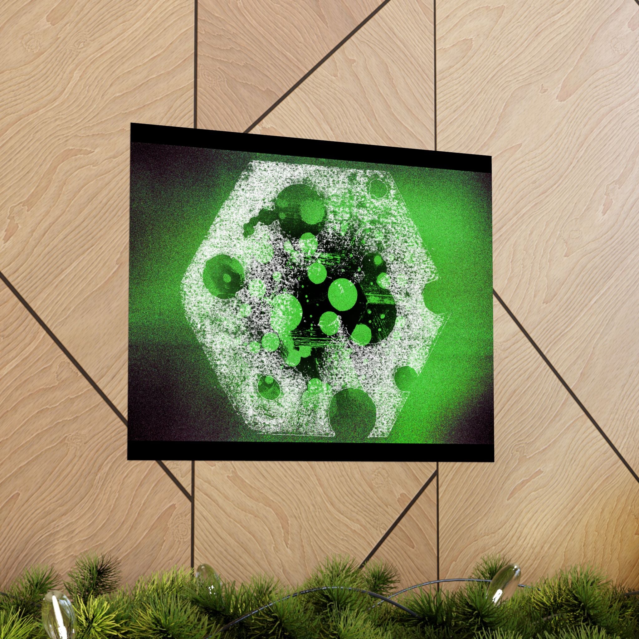 Abstract Green Bubble Matte Poster — Horizontal Modern Art Print