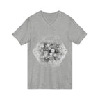 Hex Moon Graphic Tee Design Hex33 — Distressed Space Cheese Vintage Astronomy V-Neck T-Shirt