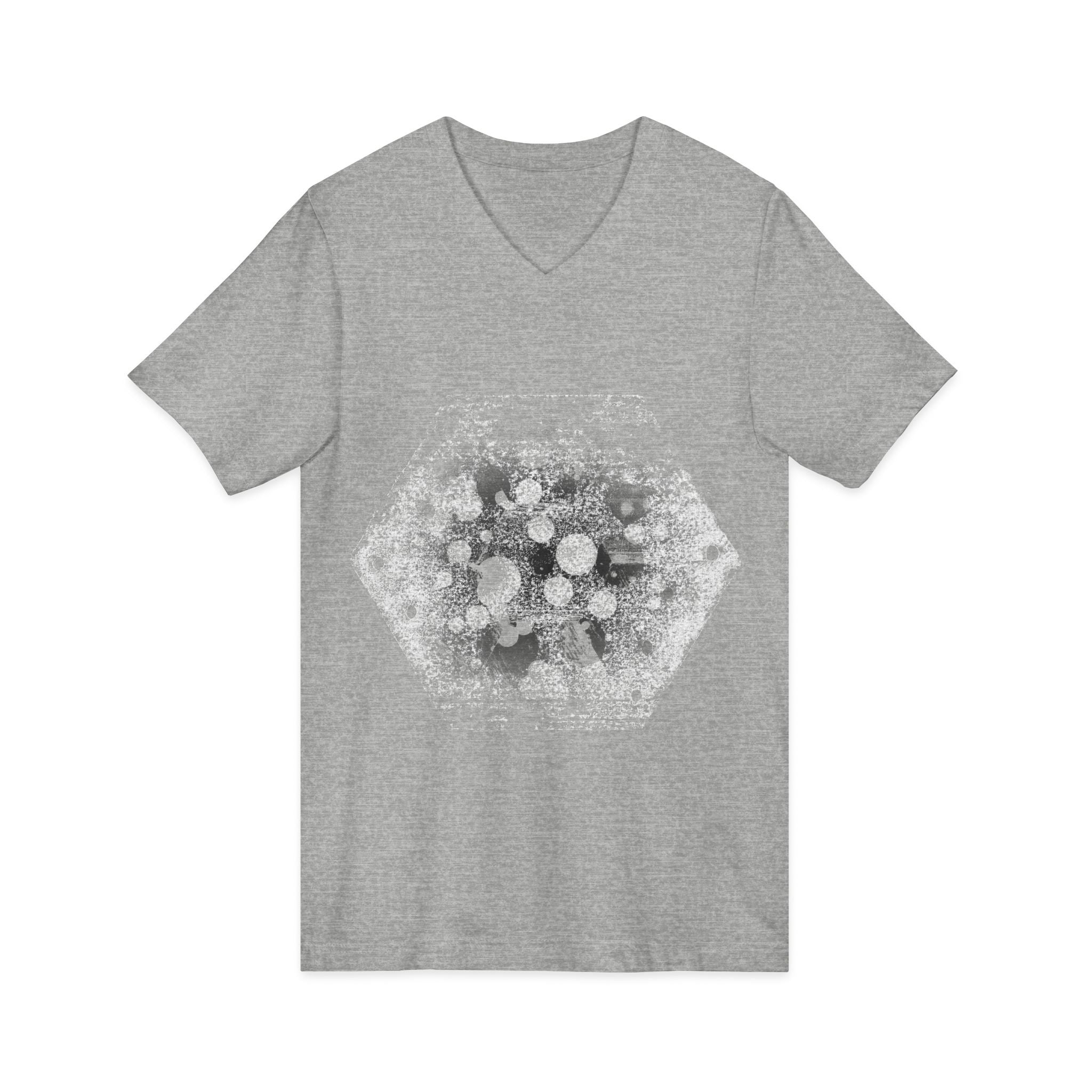 Hex Moon Graphic Tee Design Hex33 — Distressed Space Cheese Vintage Astronomy V-Neck T-Shirt