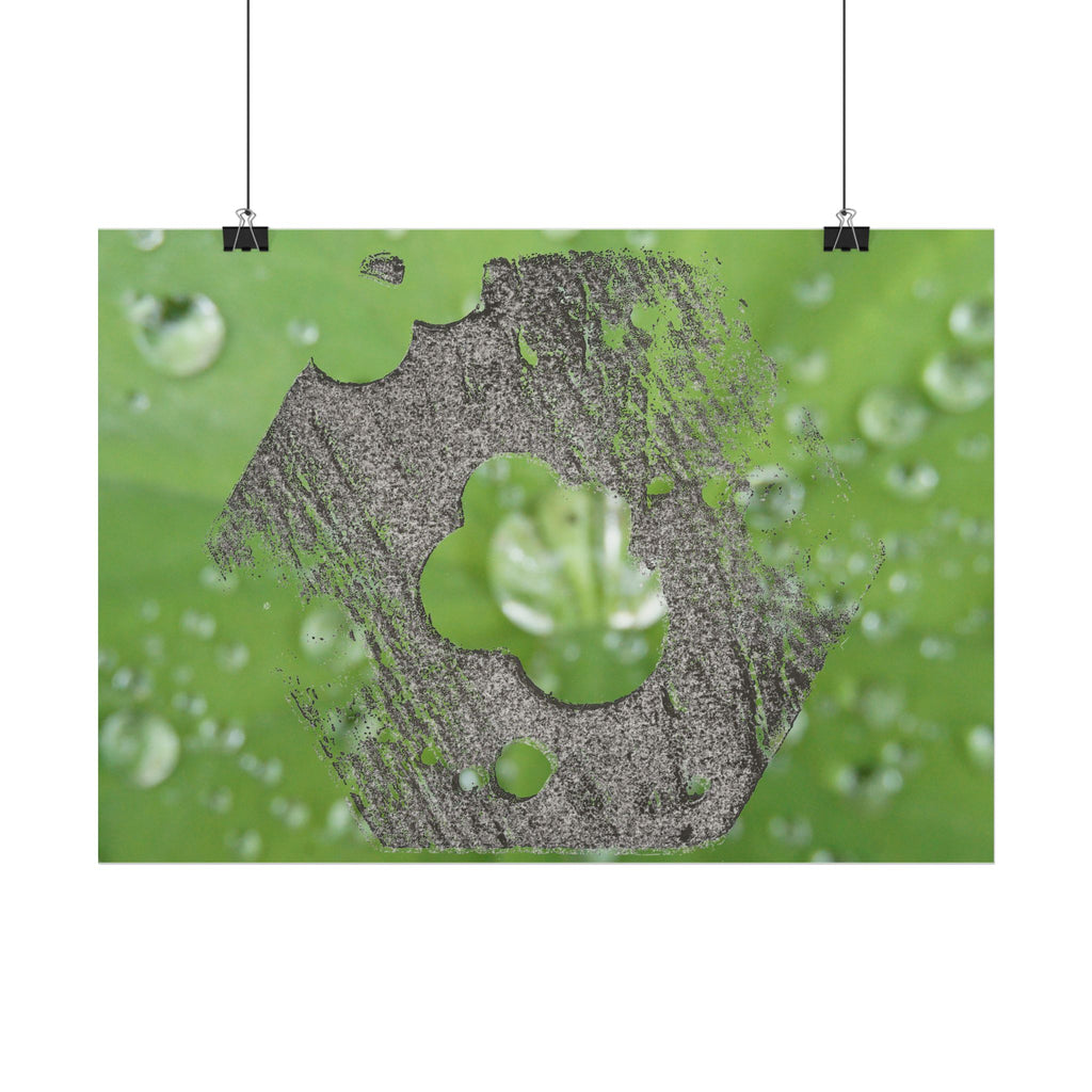 Dewy Leaf Macro Horizontal Posters | Nature Water Droplet Wall Art